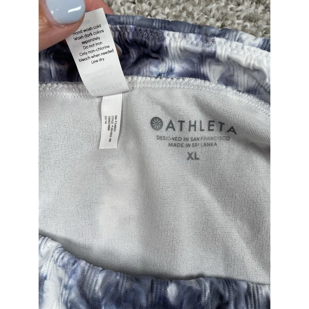 Athleta Tulum Tie Dye Blue Bikini Bottom Size XL NWT